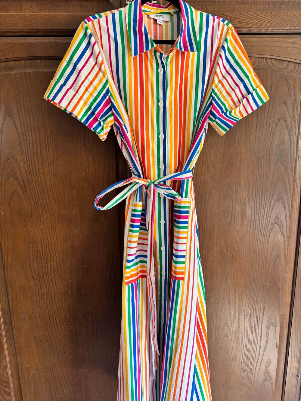 Christopher John Rogers x Target Rainbow Striped Button-Front Shirt Dress - Picture 2 of 4